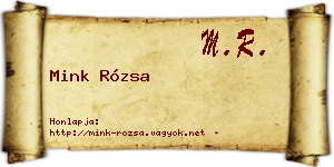 Mink Rózsa névjegykártya